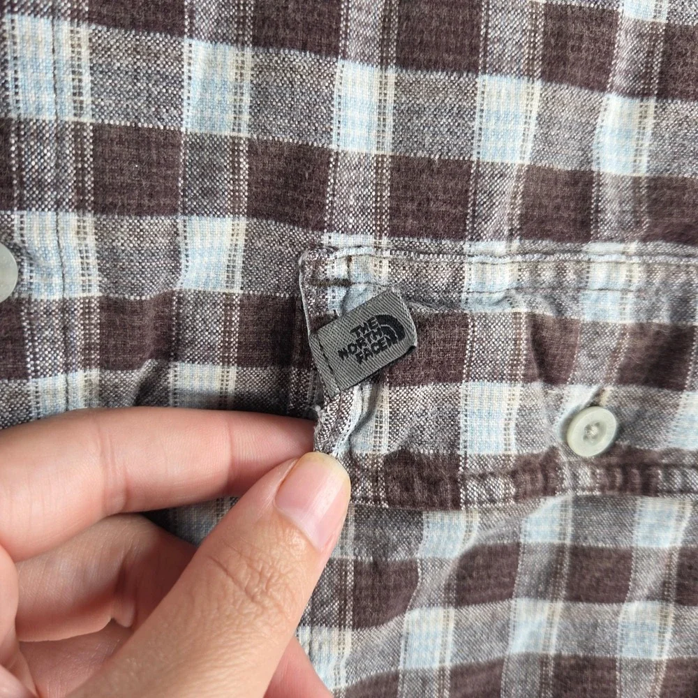 The North Face A5 Series Shirt Mens Large Brown Plaid Cotton Button Down